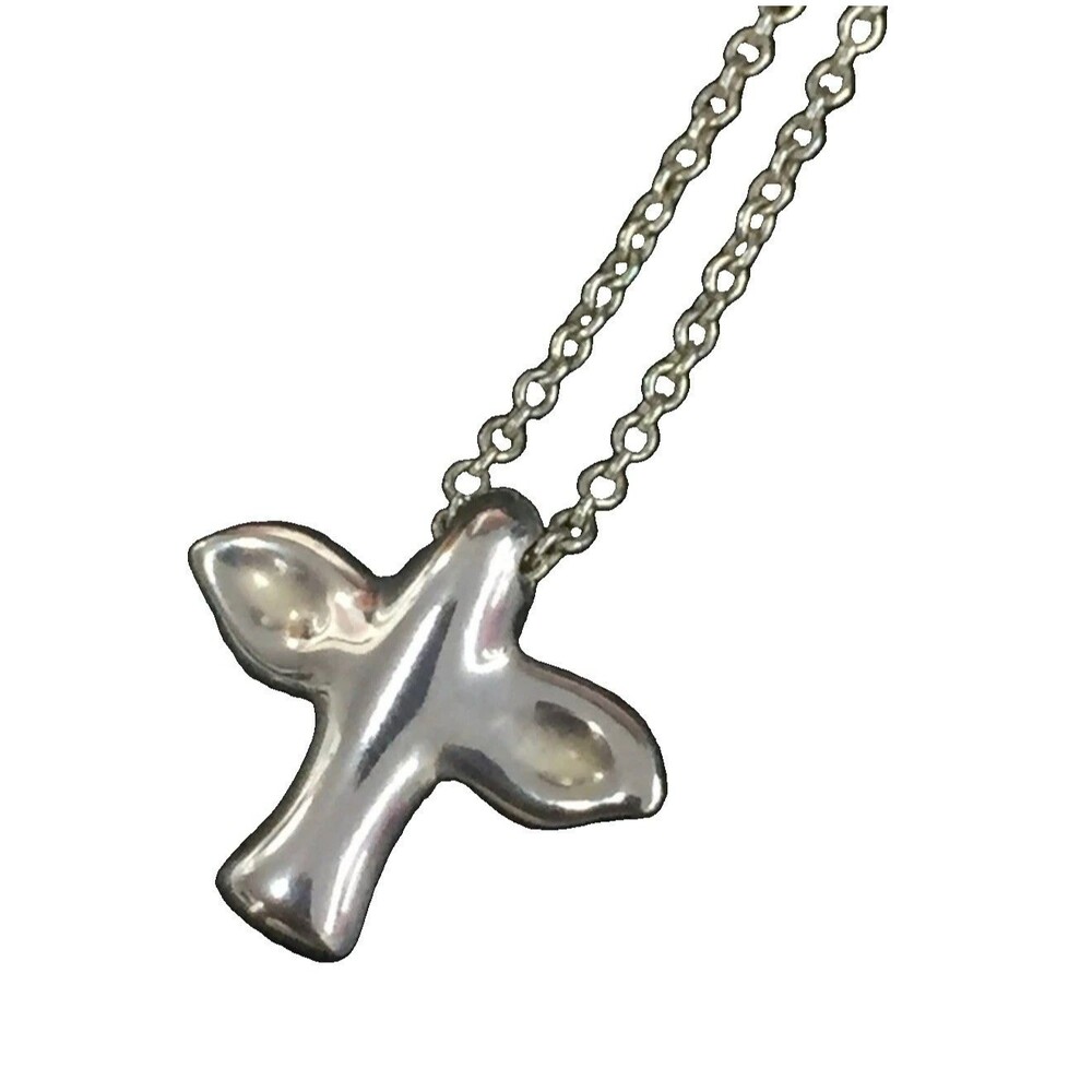 Tiffany & Co. 925 Silver Bird Cross Pendant Necklace 40cm /126